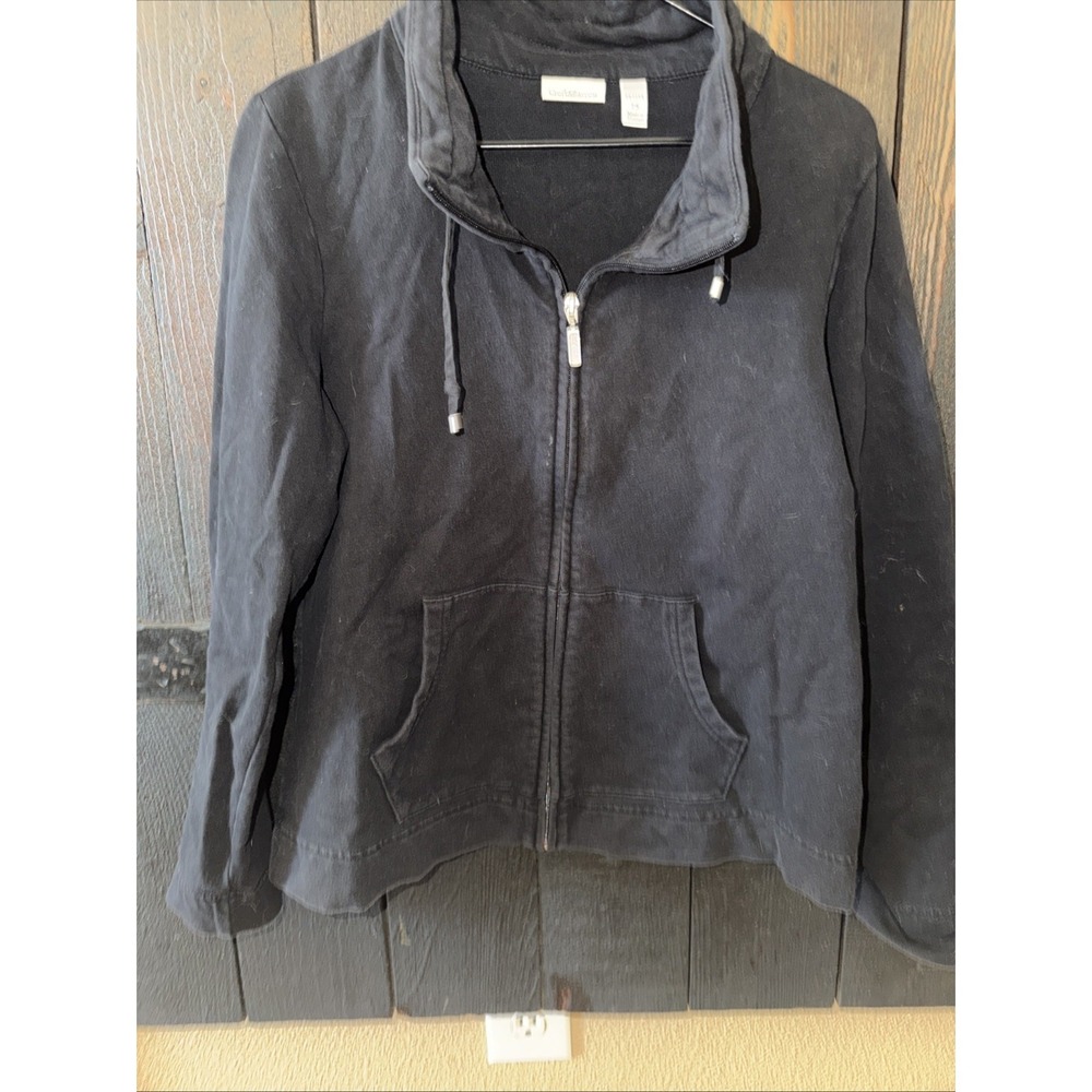 Croft & Barrow Full Zip Sweatshirt Womens Size Ps Black Pockets Cotton Blend R